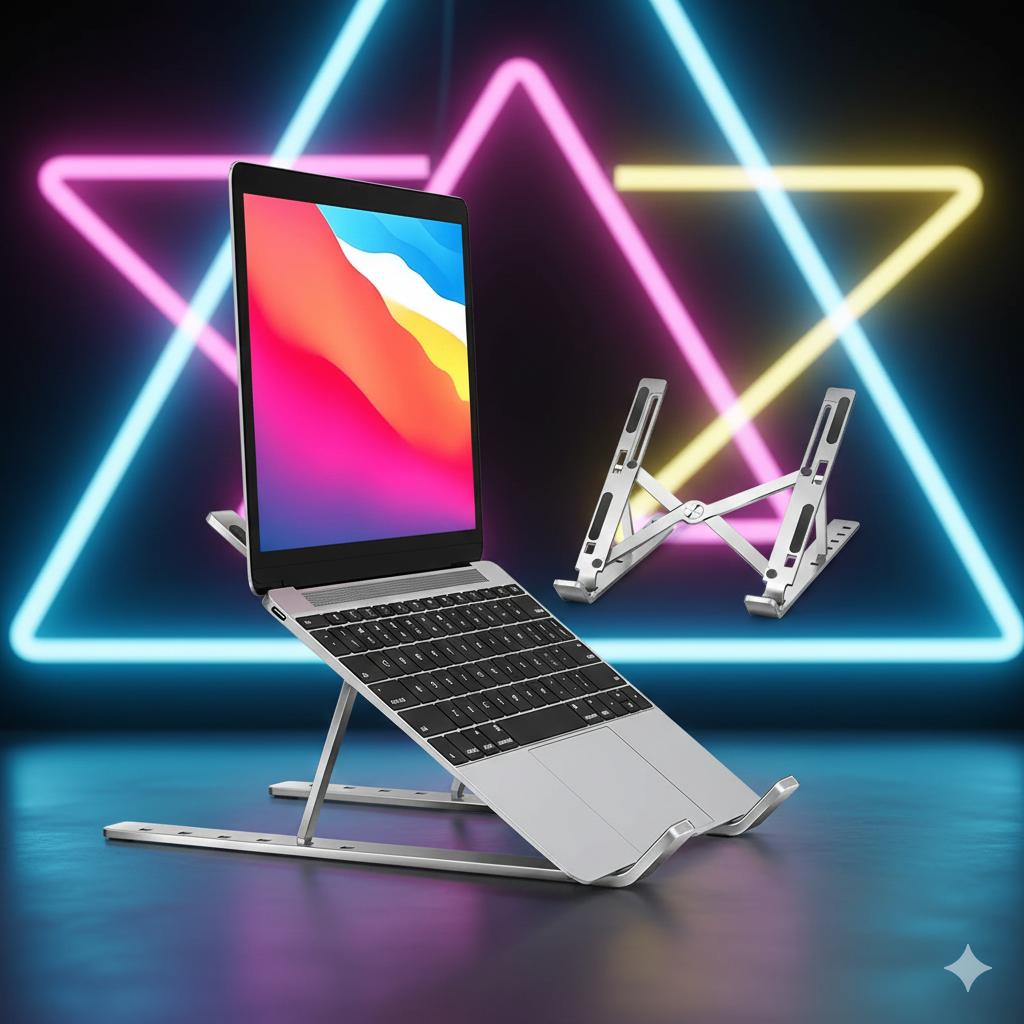 Premium Aluminium Foldable Laptop Stand | Adjustable Portable Notebook Stand for MacBook, HP, Dell, Lenovo & More
