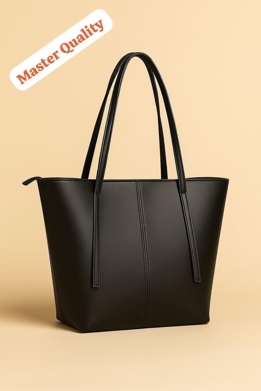 Women’s Leather Tote Bag With Zipper Pocket Master Quality Stylish And Durable Fashion Accessory | Black