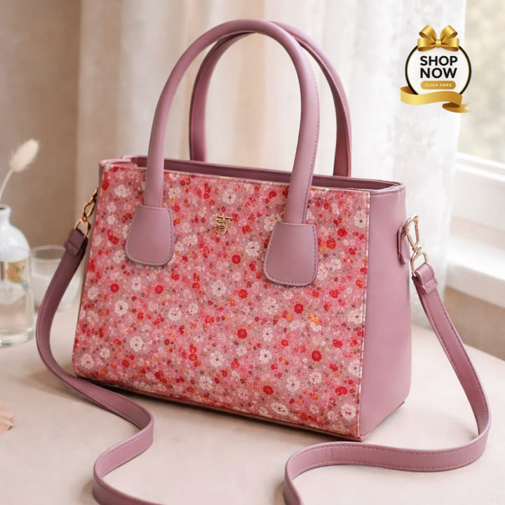 Women’s Shoulder Bag With Vibrant Floral Print And Practical Detachable Shoulder Strap | Black
