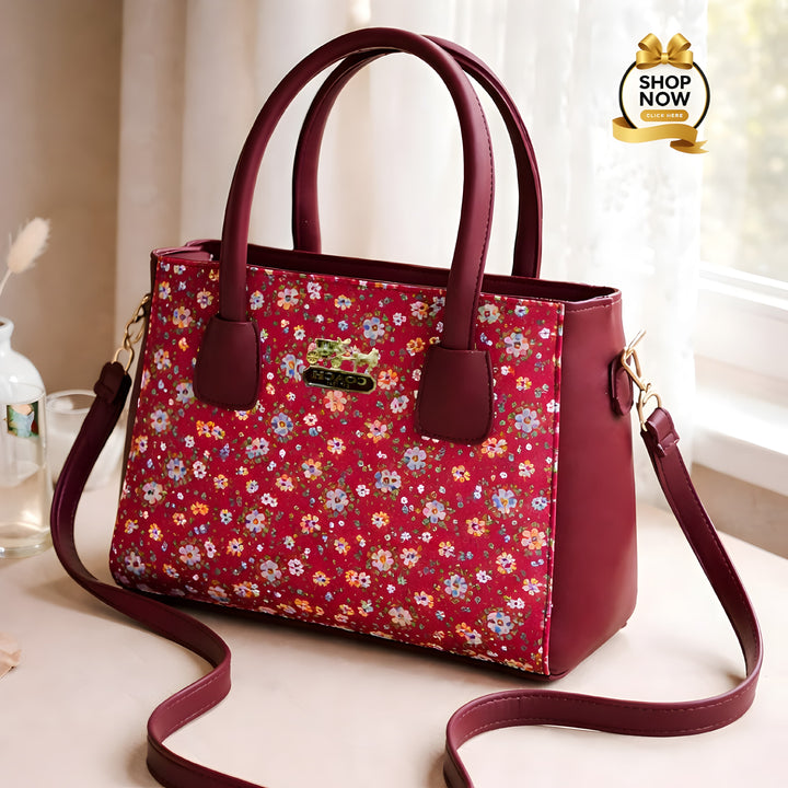 Women’s Shoulder Bag With Vibrant Floral Print And Practical Detachable Shoulder Strap | Black