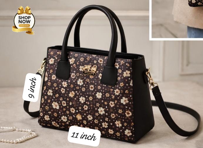 Women’s Shoulder Bag With Vibrant Floral Print And Practical Detachable Shoulder Strap | Black