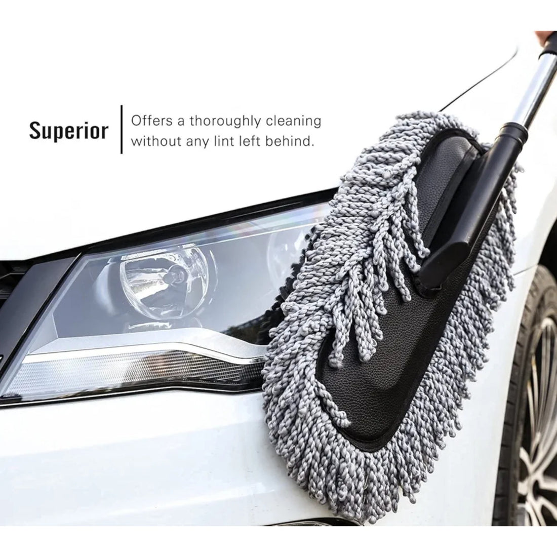 Adjustable Car Wash Cleaning Brush – Microfiber Dust & Wax Mop with Extendable Handle