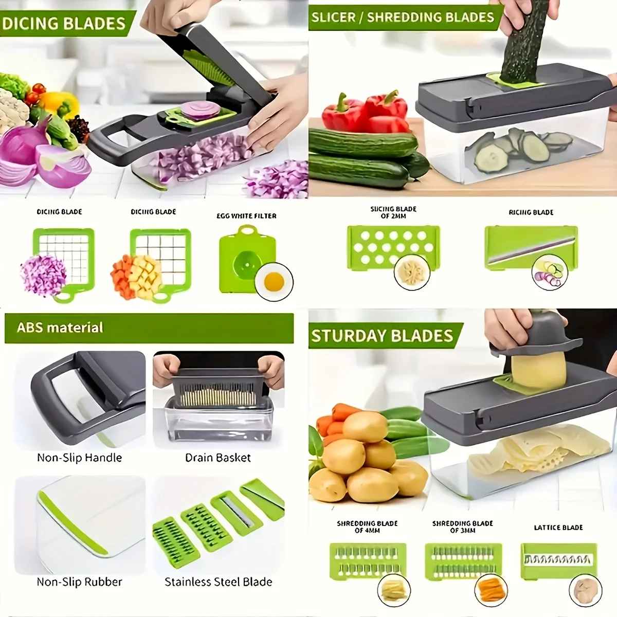 16 Multifunctional vegetable cutting artifact Kitchen household shredding potato shredding dicer wiping radish planer slicer