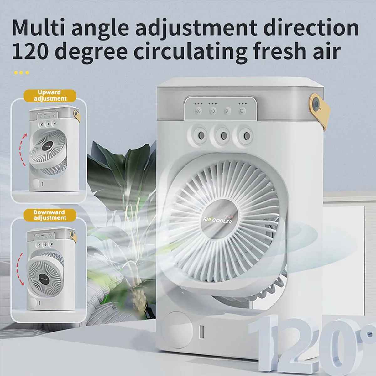 Summer Cooling Fan USB Electric Fan Portable Humidifier LED Night Light 3-in-1 Fan Air Conditioner Suitable for Home and Office