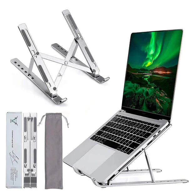 Premium Aluminium Foldable Laptop Stand | Adjustable Portable Notebook Stand for MacBook, HP, Dell, Lenovo & More