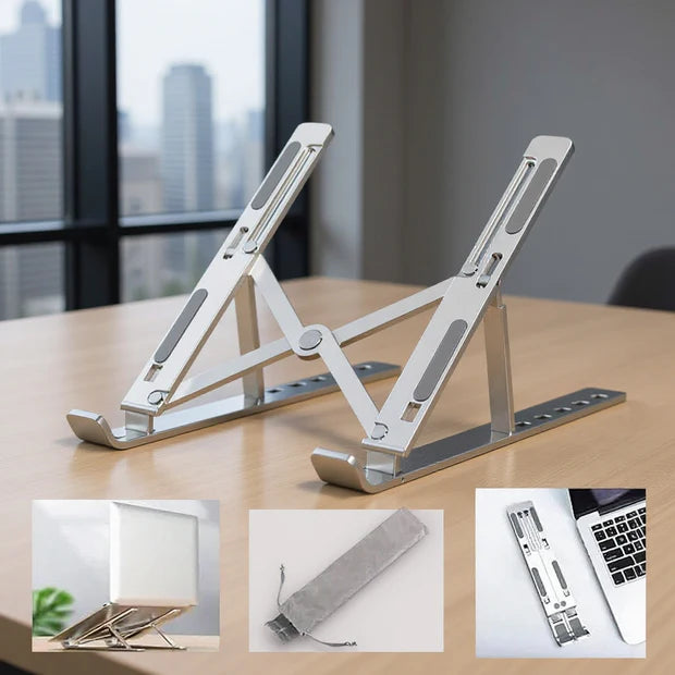 Premium Aluminium Foldable Laptop Stand | Adjustable Portable Notebook Stand for MacBook, HP, Dell, Lenovo & More