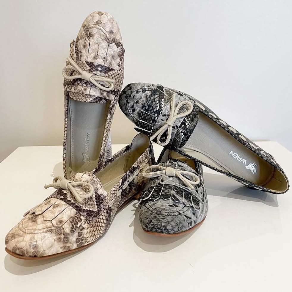 Women's Premium Snake Print Bow Loafers | Elegant Handwoven Flat Shoes | Soft Comfortable Slip-On Casual Loafers