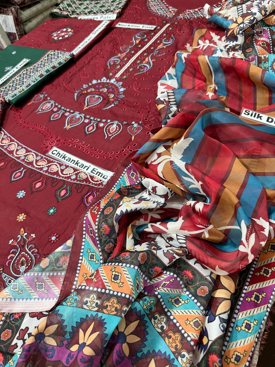 Women's Jazmin Luxury Lawn Embroidered 3 Piece Dress with Silk Dupatta