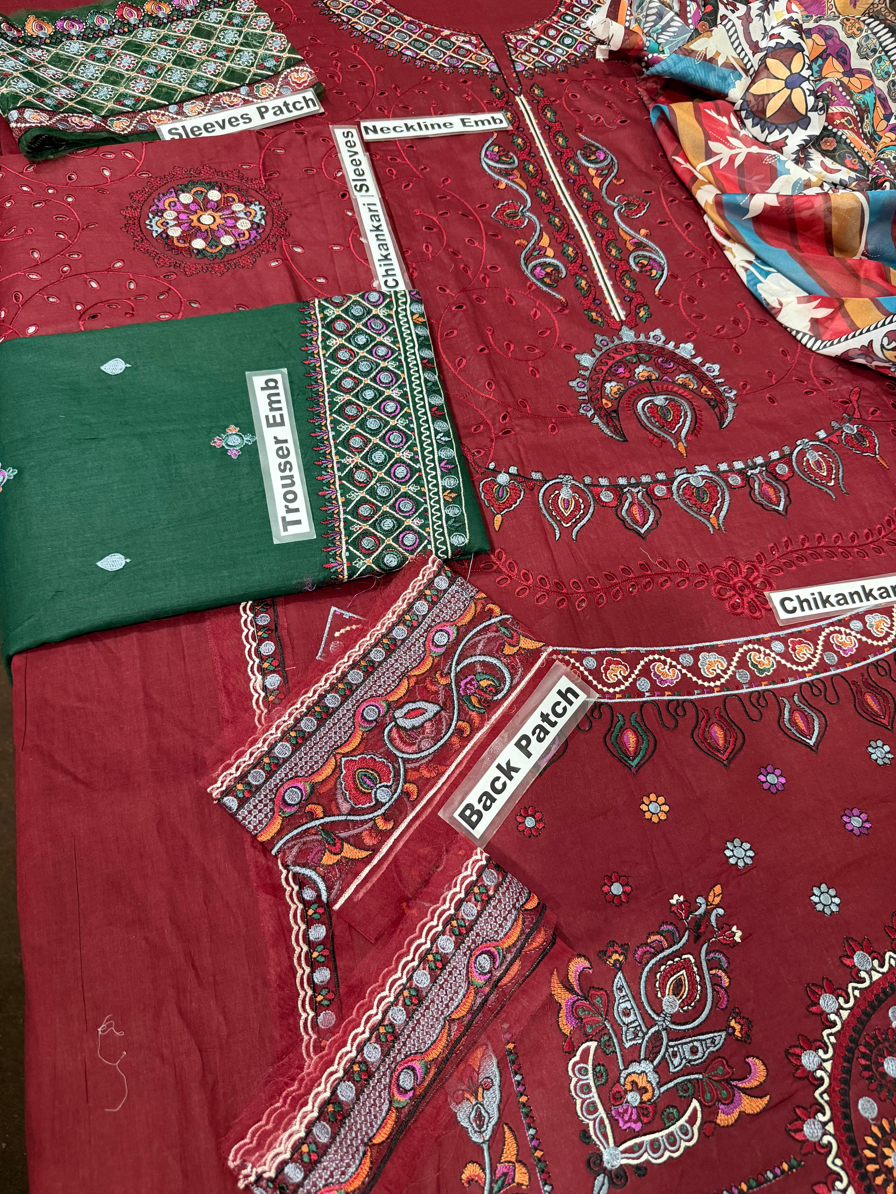 Women's Jazmin Luxury Lawn Embroidered 3 Piece Dress with Silk Dupatta