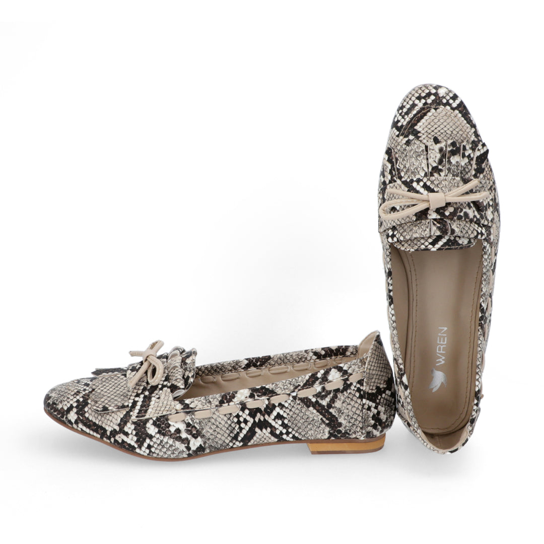 Women's Premium Snake Print Bow Loafers | Elegant Handwoven Flat Shoes | Soft Comfortable Slip-On Casual Loafers