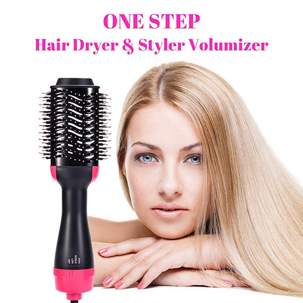 3-in-1 Hot Air Brush – Professional One-Step Hair Dryer, Straightener, and Curler